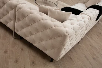 Beachport Stor Hörnsoffa 6-sits L formad - Beige / Sammet - Möbler - Soffa - Sammetssoffa