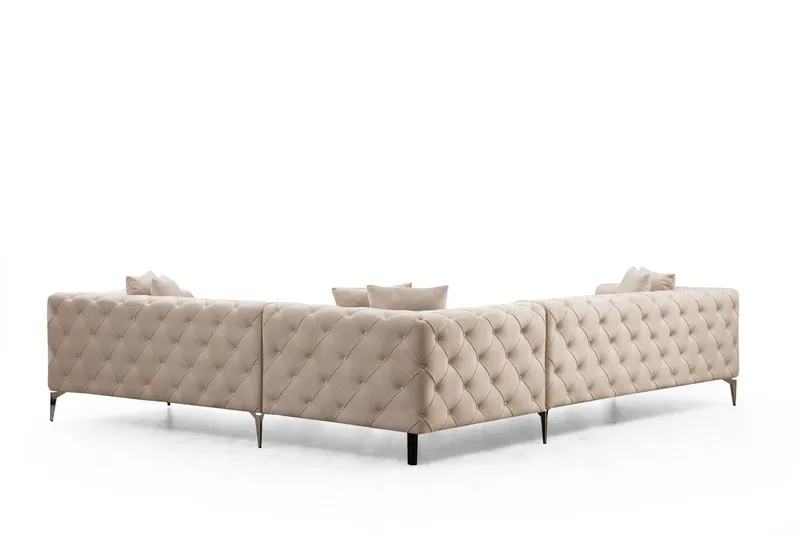 Beachport Stor Hörnsoffa 6-sits L formad - Beige / Sammet - Möbler - Soffa - Sammetssoffa