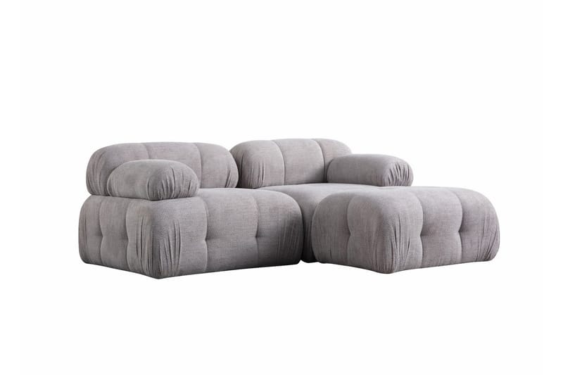 Belgin Bubblig Divansoffa 2-sits med fasta armstöd - Ljusgrå - Möbler - Soffa - Modulsoffa - Komplett modulsoffa