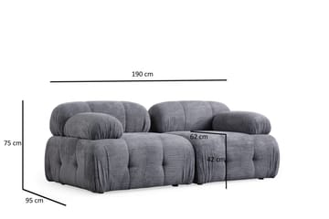 Belgin Bubblig Soffa 2-sits med fasta armstöd - Grå - Möbler - Soffa - Modulsoffa - Komplett modulsoffa
