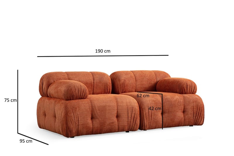 Belgin Bubblig Soffa 2-sits med fasta armstöd - Orange - Möbler - Soffa - Modulsoffa - Komplett modulsoffa