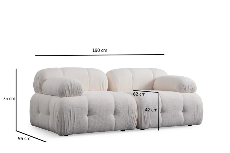 Belgin Bubblig Soffa 2-sits med fasta armstöd - Vit - Möbler - Soffa - Modulsoffa - Komplett modulsoffa