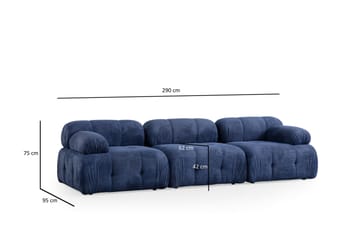 Belgin Bubblig Soffa 3-sits med fasta armstöd - Blå - Möbler - Soffa - Modulsoffa - Komplett modulsoffa