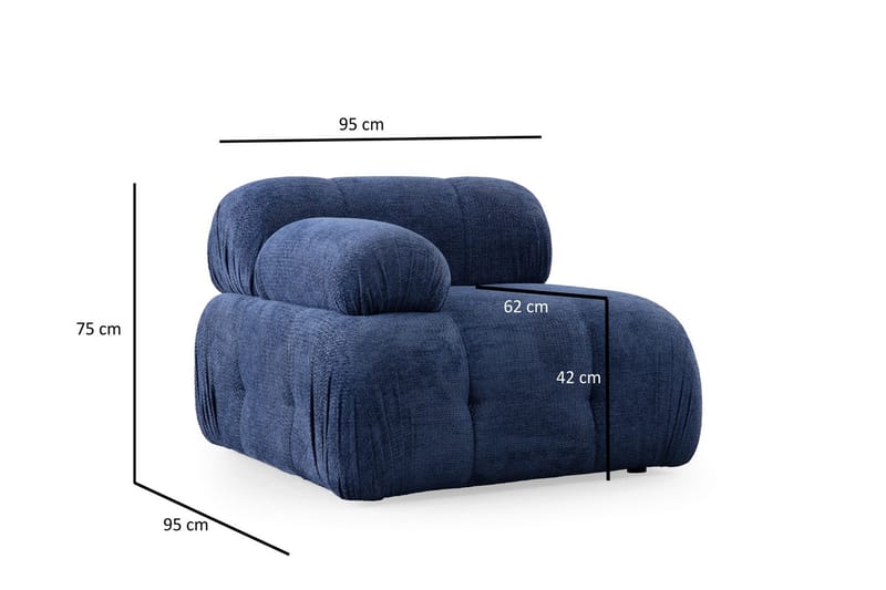 Belgin Bubblig Soffa 3-sits med fasta armstöd - Blå - Möbler - Soffa - Modulsoffa - Komplett modulsoffa