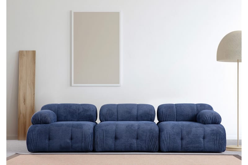 Belgin Bubblig Soffa 3-sits med fasta armstöd - Blå - Möbler - Soffa - Modulsoffa - Komplett modulsoffa