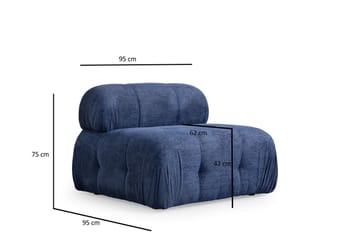 Belgin Bubblig Soffa 3-sits med fasta armstöd - Blå - Möbler - Soffa - Modulsoffa - Komplett modulsoffa