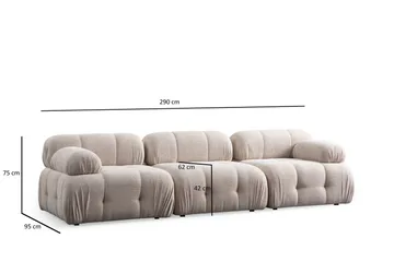 Belgin Bubblig Soffa 3-sits med fasta armstöd - Cream - Möbler - Soffa - Modulsoffa - Komplett modulsoffa