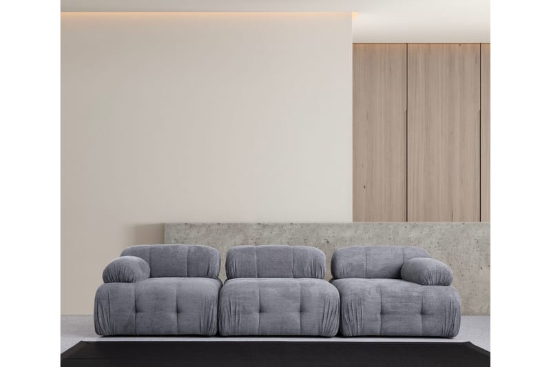 Belgin Bubblig Soffa 3-sits med fasta armstöd - Grå - Möbler - Soffa - Modulsoffa - Komplett modulsoffa