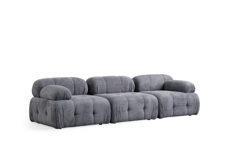 Belgin Bubblig Soffa 3-sits med fasta armstöd - Grå - Möbler - Soffa - Modulsoffa - Komplett modulsoffa