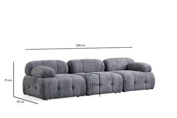 Belgin Bubblig Soffa 3-sits med fasta armstöd - Grå - Möbler - Soffa - Modulsoffa - Komplett modulsoffa