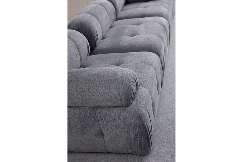 Belgin Bubblig Soffa 3-sits med fasta armstöd - Grå - Möbler - Soffa - Modulsoffa - Komplett modulsoffa