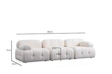 Belgin Bubblig Soffa 3-sits med fasta armstöd - Vit - Möbler - Soffa - Modulsoffa - Komplett modulsoffa