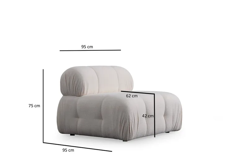 Belgin Bubblig Soffa 3-sits med fasta armstöd - Vit - Möbler - Soffa - Modulsoffa - Komplett modulsoffa