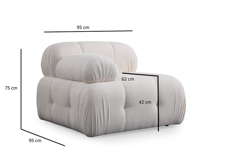 Belgin Bubblig Soffa 3-sits med fasta armstöd - Vit - Möbler - Soffa - Modulsoffa - Komplett modulsoffa
