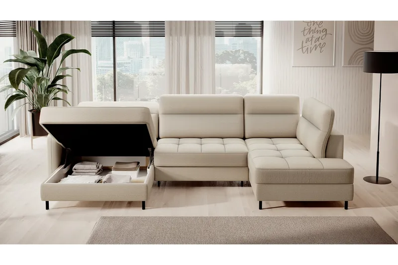 Berrto Soffa med Divan och Schäslong 5-sits - Beige - Möbler - Soffa - U-soffa