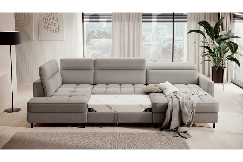 Berrto Soffa med Divan och Schäslong 5-sits - Ljusgrå - Möbler - Soffa - U-soffa