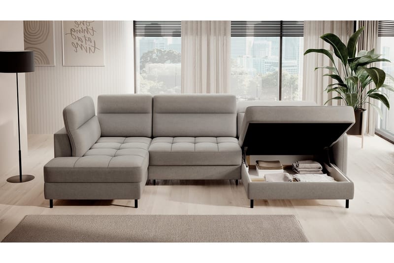 Berrto Soffa med Divan och Schäslong 5-sits - Ljusgrå - Möbler - Soffa - U-soffa