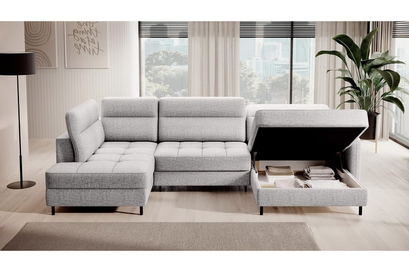 Berrto Soffa med Divan och Schäslong 5-sits - Ljusgrå - Möbler - Soffa - U-soffa