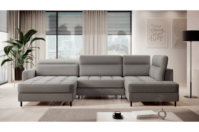 Berrto Soffa med Divan och Schäslong 5-sits - Ljusgrå - Möbler - Soffa - U-soffa