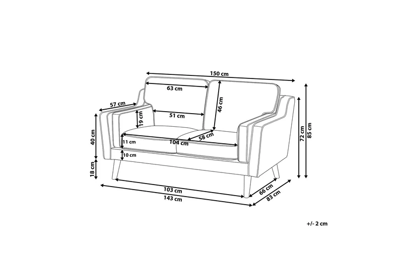 Bertha Soffa 2-sits - Vit/Ljust trä - Möbler - Soffa - 2 sits soffa