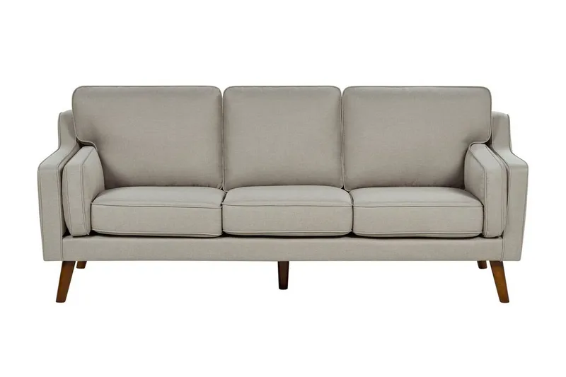Bertha Soffa 3-sits, Beige/Mörkt trä
