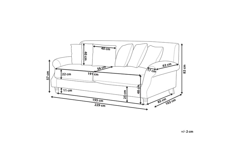 Bijan Soffa 3-sits - Beige/Mörkt trä - Möbler - Soffa - 3 sits soffa