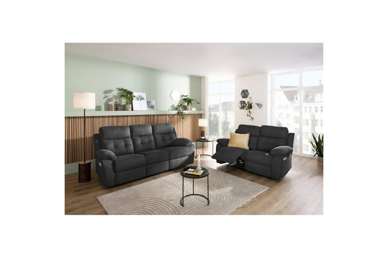 2-sitssoffa Lannilis Antracit, Tyg/Trä/Metall - Antracit, Tyg/Trä/Metall - Möbler - Soffa - Biosoffa & reclinersoffa