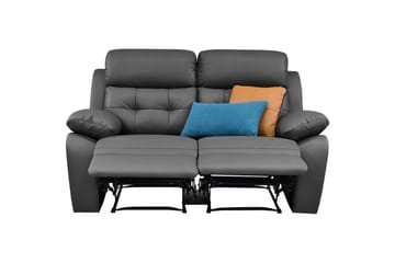 2-sitssoffa Lannilis Grå, PU/trä/metall - Grå, PU/trä/metall - Möbler - Soffa - Biosoffa & reclinersoffa