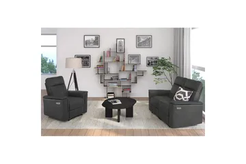 2-sitssoffa Southbrook Grå, PU/trä/metall, Elektrisk vilstol - Grå, PU/trä/metall, Elektrisk vilstol - Möbler - Soffa - Biosoffa & reclinersoffa