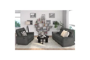 2-sitssoffa Southbrook Grå, PU/trä/metall, Manuell vilstol - Grå, PU/trä/metall, Manuell vilstol - Möbler - Soffa - Biosoffa & reclinersoffa