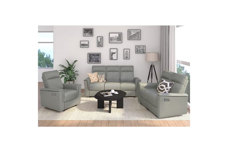 2-sitssoffa Southbrook Ljusgrå, PU/trä/metall, Elektrisk vilstol - Ljusgrå, PU/trä/metall, Elektrisk vilstol - Möbler - Soffa - Biosoffa & reclinersoffa