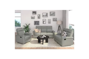 2-sitssoffa Southbrook Ljusgrå, PU/trä/metall, Manuell vilstol - Ljusgrå, PU/trä/metall, Manuell vilstol - Möbler - Soffa - Biosoffa & reclinersoffa