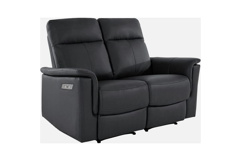 2-sitssoffa Southbrook Svart, Äkta läder/PU/Trä/Metall, Elektrisk vilstol - Svart, Äkta läder/PU/Trä/Metall, Elektrisk vilstol - Möbler - Soffa - Biosoffa & reclinersoffa