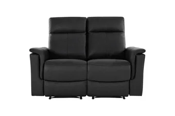 2-sitssoffa Southbrook Svart, Äkta läder/PU/Trä/Metall, Manuell vilstol - Svart, Äkta läder/PU/Trä/Metall, Manuell vilstol - Möbler - Soffa - Biosoffa & reclinersoffa