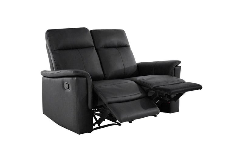 2-sitssoffa Southbrook Svart, Äkta läder/PU/Trä/Metall, Manuell vilstol - Svart, Äkta läder/PU/Trä/Metall, Manuell vilstol - Möbler - Soffa - Biosoffa & reclinersoffa