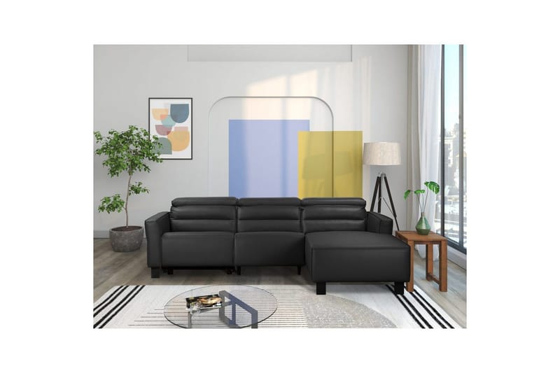 Reclinersoffa med hörn Loft24 Carpari Reclinersoffa 3-sits Black Right-faced Belfast fabric - Möbler - Soffa - Biosoffa & reclinersoffa - 3 sits biosoffa & reclinersoffa