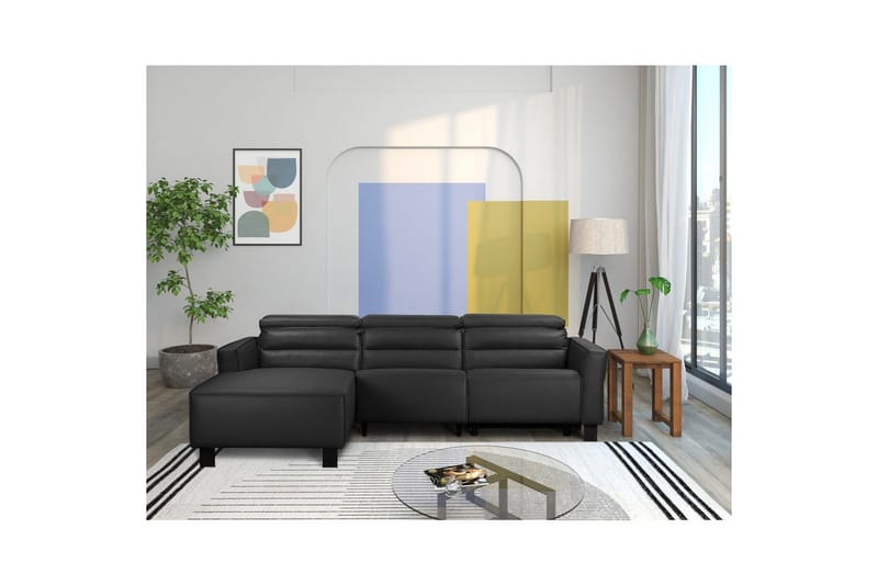 Reclinersoffa med hörn Loft24 Hörnsoffa Loft24 Carpari med manuell recliner Black Left-faced Belfast fabric - Möbler - Soffa - Biosoffa & reclinersoffa - 3 sits biosoffa & reclinersoffa