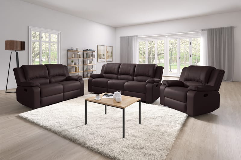 Reclinersoffa Navarro 3-sits Konstläder - Brun - Biosoffa & reclinersoffa - 3 sits biosoffa & reclinersoffa