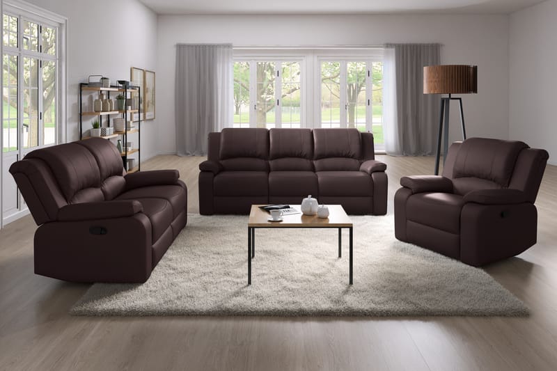 Reclinersoffa Navarro 3-sits Konstläder - Brun - Biosoffa & reclinersoffa - 3 sits biosoffa & reclinersoffa