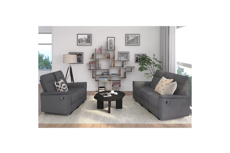 3-sitssoffa Southbrook Antracit, Tyg/Trä/Metall, Manuell vilstol - Antracit, Tyg/Trä/Metall, Manuell vilstol - Möbler - Soffa - Biosoffa & reclinersoffa