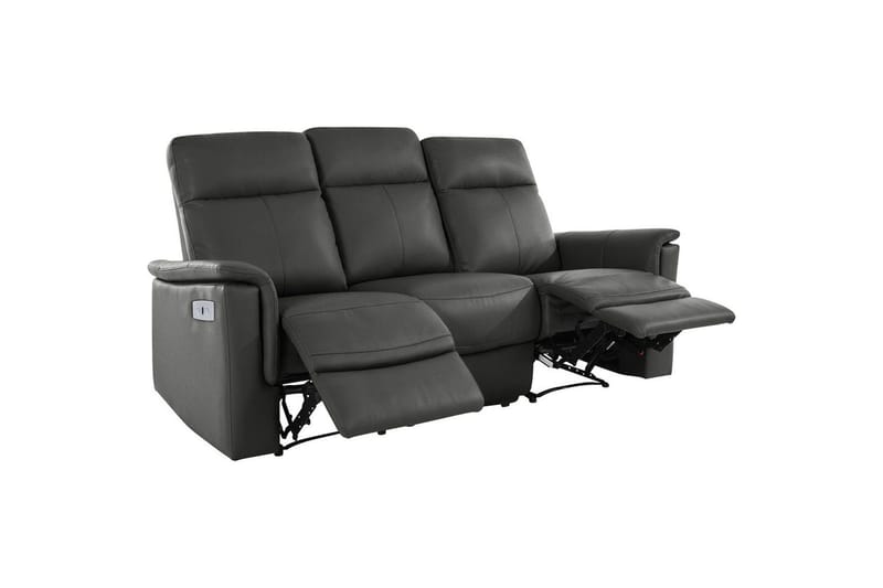 3-sitssoffa Southbrook Grå, PU/trä/metall, Elektrisk vilstol - Grå, PU/trä/metall, Elektrisk vilstol - Möbler - Soffa - Biosoffa & reclinersoffa