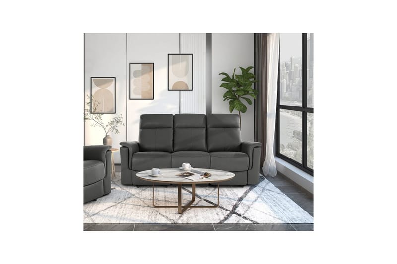3-sitssoffa Southbrook Grå, PU/trä/metall, Elektrisk vilstol - Grå, PU/trä/metall, Elektrisk vilstol - Möbler - Soffa - Biosoffa & reclinersoffa