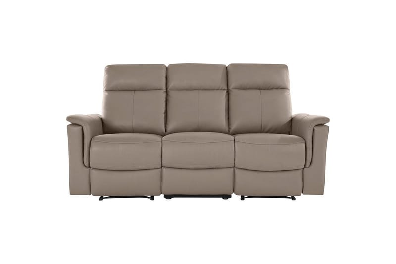 3-sitssoffa Southbrook Ljusgrå, PU/trä/metall, Manuell vilstol - Ljusgrå, PU/trä/metall, Manuell vilstol - Möbler - Soffa - Biosoffa & reclinersoffa