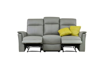 3-sitssoffa Southbrook Ljusgrå, PU/trä/metall, Elektrisk vilstol - Ljusgrå, PU/trä/metall, Elektrisk vilstol - Möbler - Soffa - Biosoffa & reclinersoffa