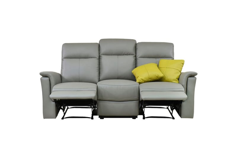3-sitssoffa Southbrook Ljusgrå, PU/trä/metall, Elektrisk vilstol - Ljusgrå, PU/trä/metall, Elektrisk vilstol - Möbler - Soffa - Biosoffa & reclinersoffa