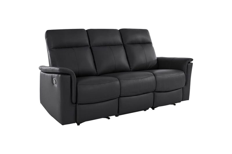 3-sitssoffa Southbrook Svart, Läder/PU/Trä/Metall, Manuell vilstol - Svart, Läder/PU/Trä/Metall, Manuell vilstol - Möbler - Soffa - Biosoffa & reclinersoffa