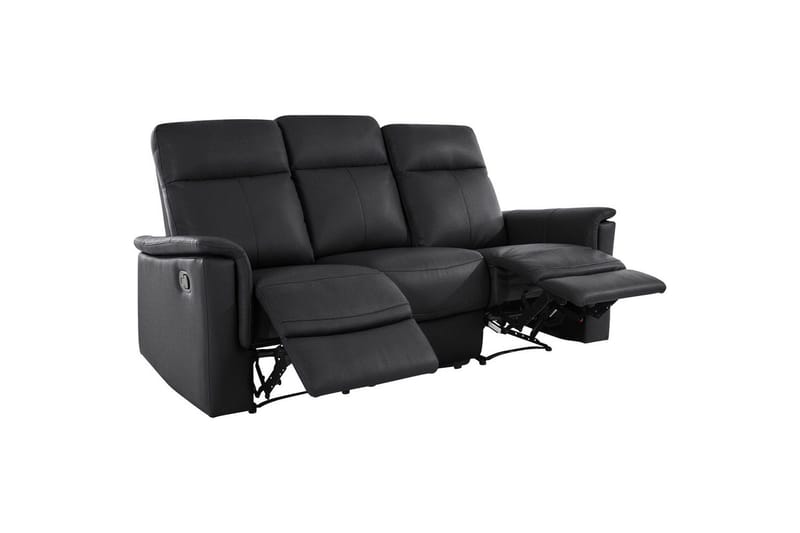 3-sitssoffa Southbrook Svart, Läder/PU/Trä/Metall, Manuell vilstol - Svart, Läder/PU/Trä/Metall, Manuell vilstol - Möbler - Soffa - Biosoffa & reclinersoffa