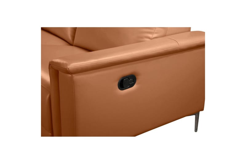 Hörnsoffa 3-sits Lund Cognac, Läder/PU, Vänster Manuell Fåtölj - Cognac, Läder/PU, Vänster Manuell Fåtölj - Möbler - Soffa - Biosoffa & reclinersoffa