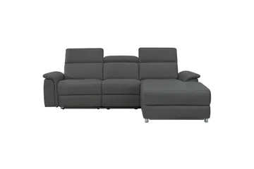Hörnsoffa 3-sits Pareli Grå, Läder/PU, Höger manuell vilstol - Grå, Läder/PU, Höger manuell vilstol - Möbler - Soffa - Biosoffa & reclinersoffa