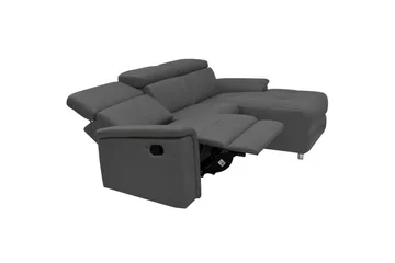 Hörnsoffa 3-sits Pareli Grå, Läder/PU, Höger manuell vilstol - Grå, Läder/PU, Höger manuell vilstol - Möbler - Soffa - Biosoffa & reclinersoffa